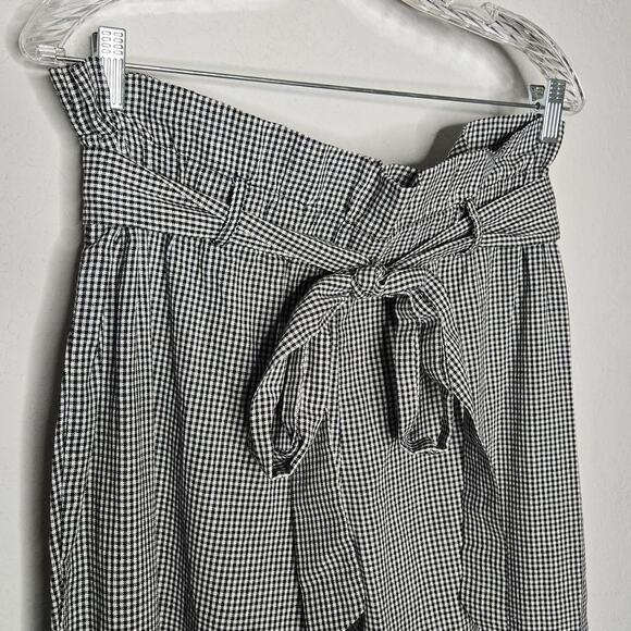 Shein Curve Black & White Gingham Belted Paperbag Waist Pants Women's 1XL - Picture 3 of 6